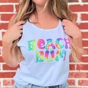 Oliver & Otis Boutique Beach Bum Tie-Dye Graphic Tank Top Small Coastal Vibes